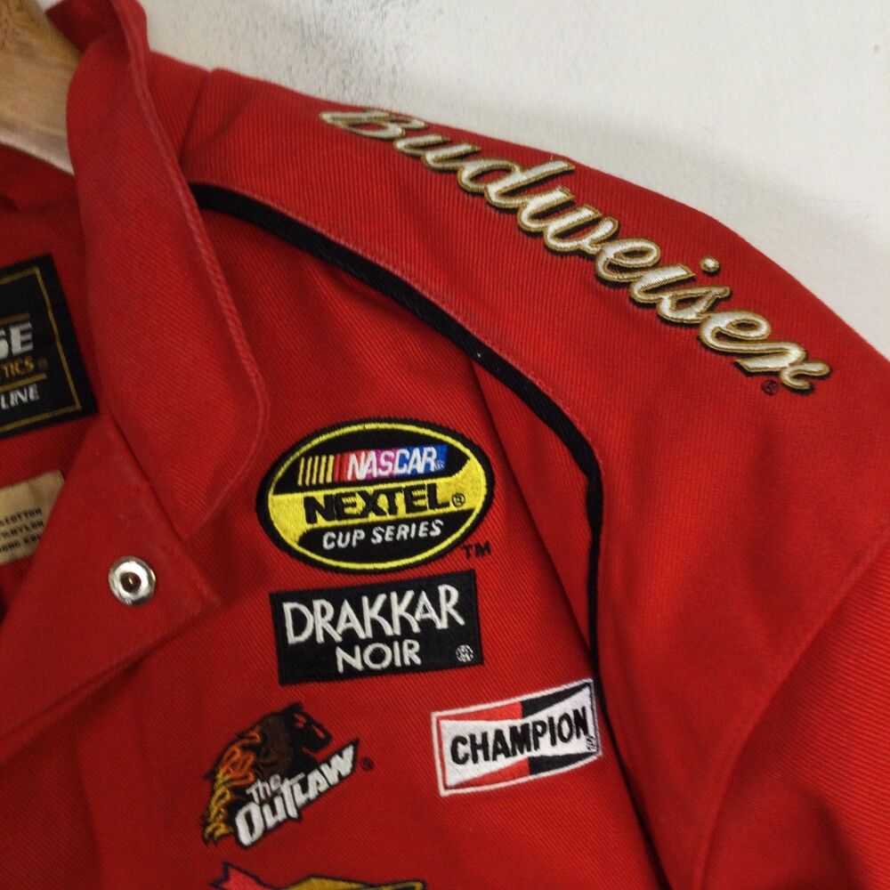 Chase Authentics Mens Budweiser Nascar Racing Jacket Embroidered Red Size XL - Picture 4 of 16